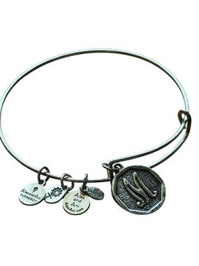 Alex and Ani Silver-Tone Initial M Charm Bangle Bracelet